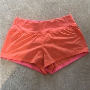 Neon orange lulu lemon shorts
